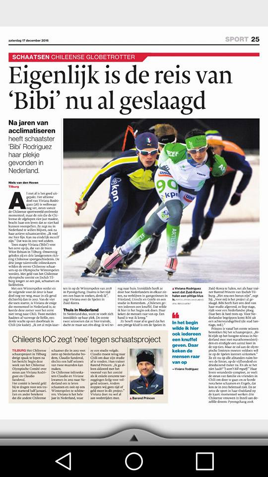 Artikel Brabant Dagblad over schaatsavontuur Viviana Rodríguez